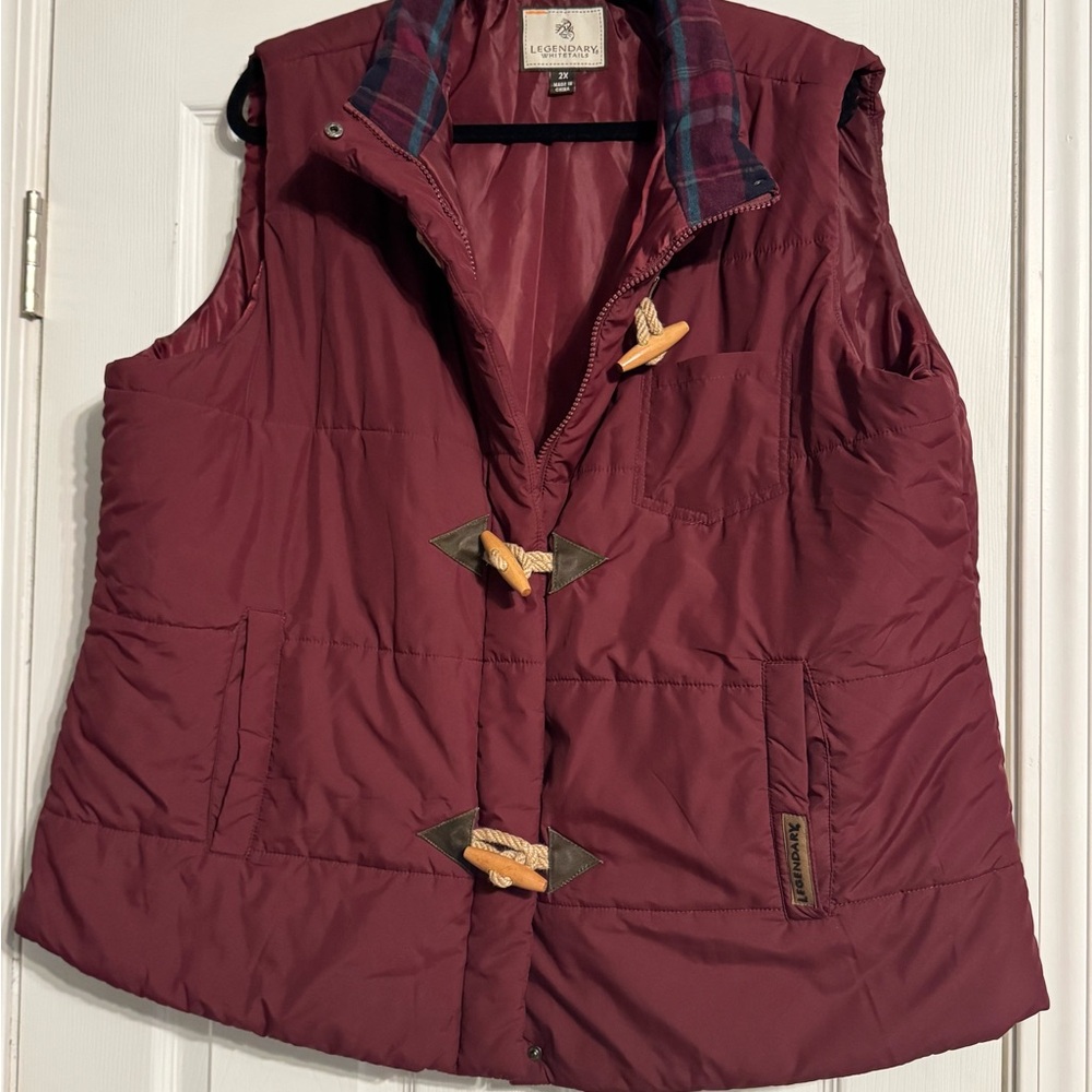 Legendary Whitetails Maroon Vest with Plaid Accents